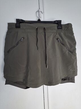 Champion Olive Athletic Skort with Drawstring and Zip Pockets